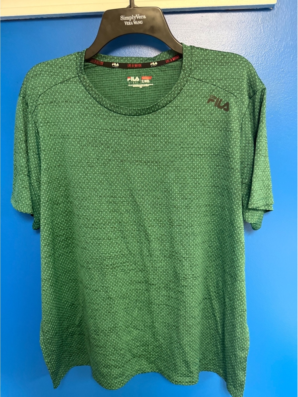 Fila Sport Mens XL Green Performance T Shirt Short Sleeve Athletic Activewear